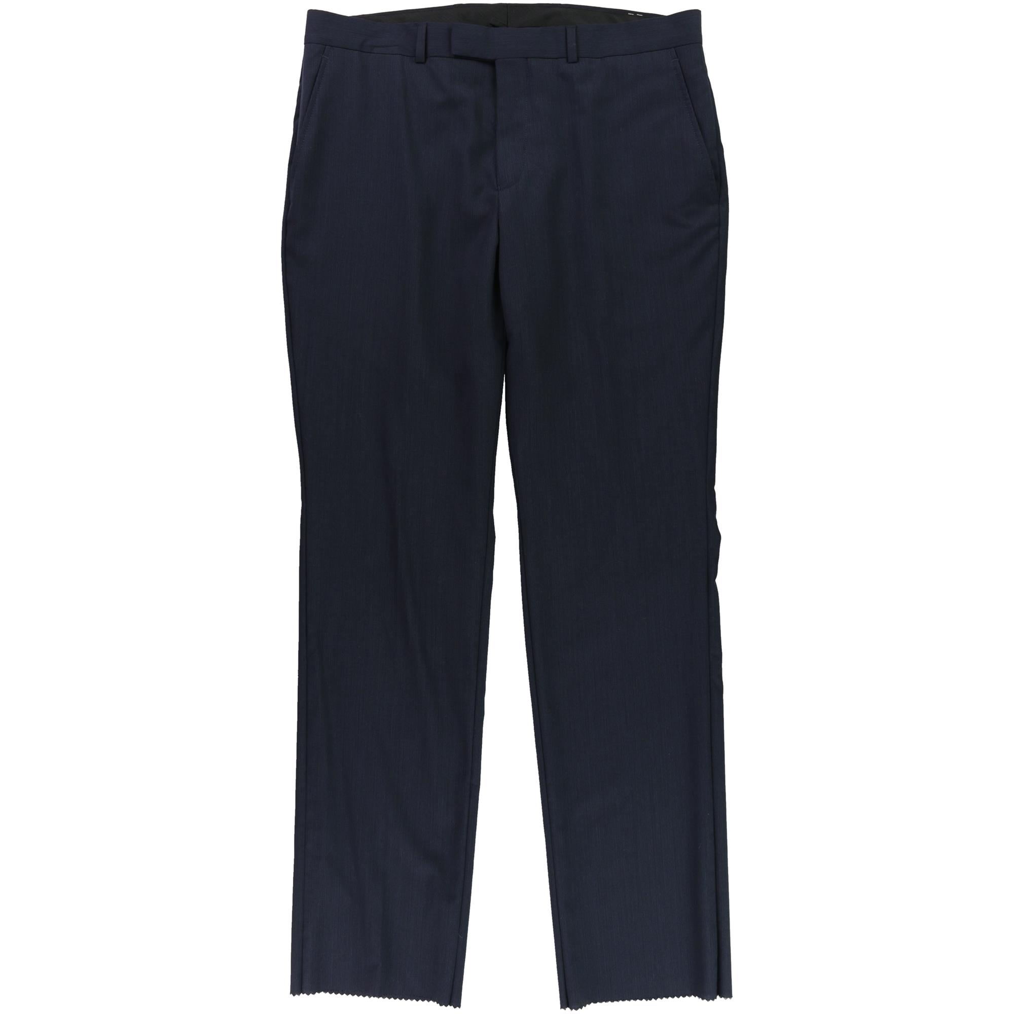 Kenneth Cole Mens Striped Dress Pants Slacks, Blue, 36W x 35L